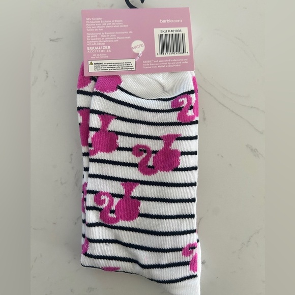 Mattel Barbie Striped Crew Socks, Unisex, Size 9-13- NWT - Picture 4 of 4